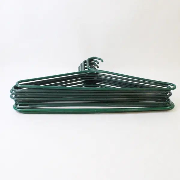 Lot of 10 Dark Green Plastic Clothes Hangers