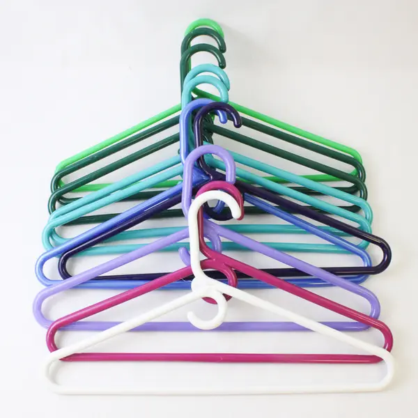 Mixed Lot of 10 Plastic Clothes Hangers Varied Colors