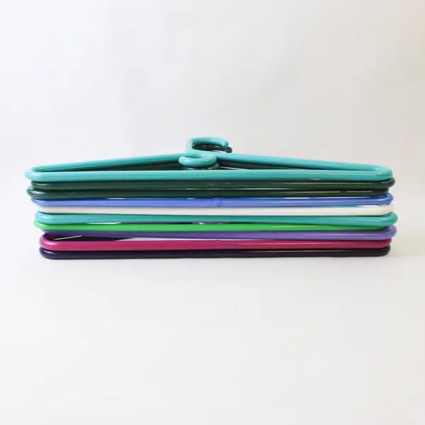 Mixed Lot of 10 Plastic Clothes Hangers Varied Colors
