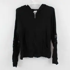 Arizona Jean Black Zip-Up Jacket Sequin Detail Girls' XXS 4/5