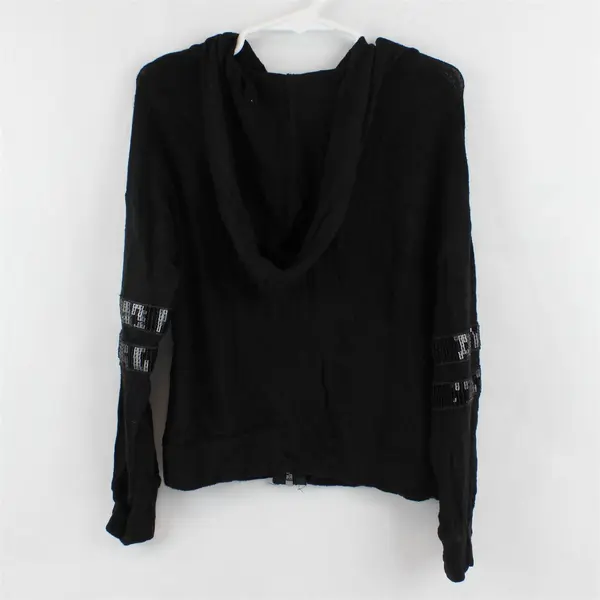 Arizona Jean Black Zip-Up Jacket Sequin Detail Girls' XXS 4/5