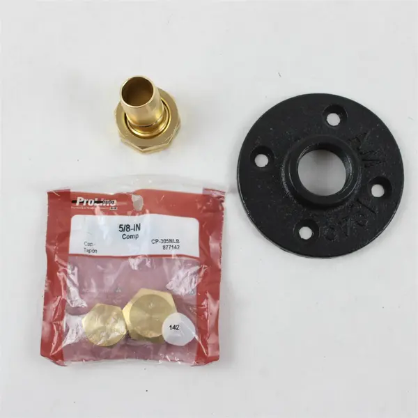 Lot of 3 Plumbing Fittings 1" Malleable Iron Floor Flange Brass Adapter