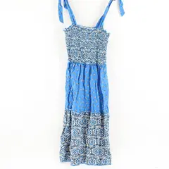 Bebop Blue & White Floral Pattern Tie Strap Smocked Dress Girls' XS