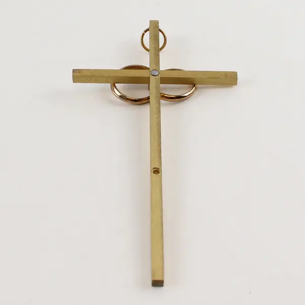 Vtg. Brass Cana Wedding Cross, Interlocking Rings symbolize unity & marriage