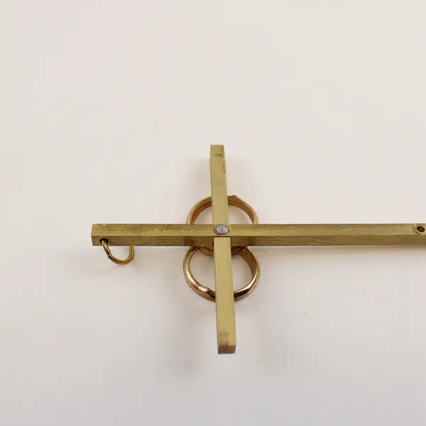 Vtg. Brass Cana Wedding Cross, Interlocking Rings symbolize unity & marriage