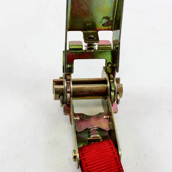 Red Ratchet Tie-Down w/ Black S-Hooks Heavy Duty Strap - Used