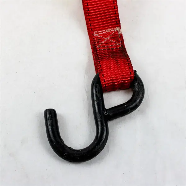 Red Ratchet Tie-Down w/ Black S-Hooks Heavy Duty Strap - Used