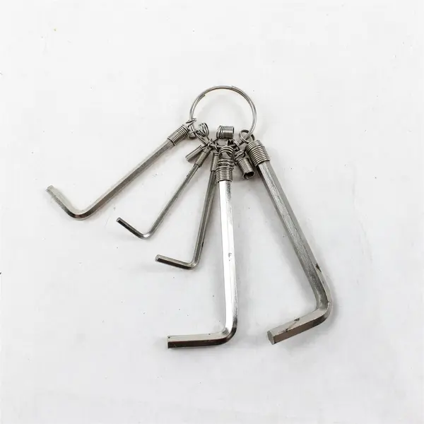 Lot of 5 Allen Wrenches Hex Keys L-Shaped Steel Tool Set - Used