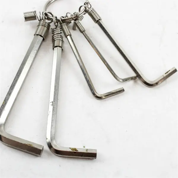 Lot of 5 Allen Wrenches Hex Keys L-Shaped Steel Tool Set - Used