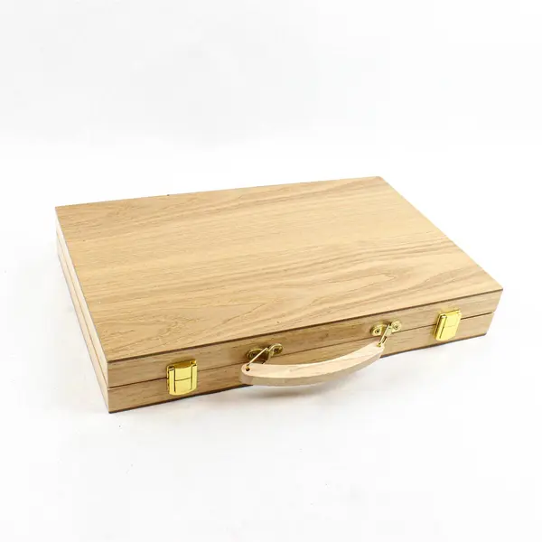 Portable Backgammon Board Game in Wooden Case With Dice Complete 2016