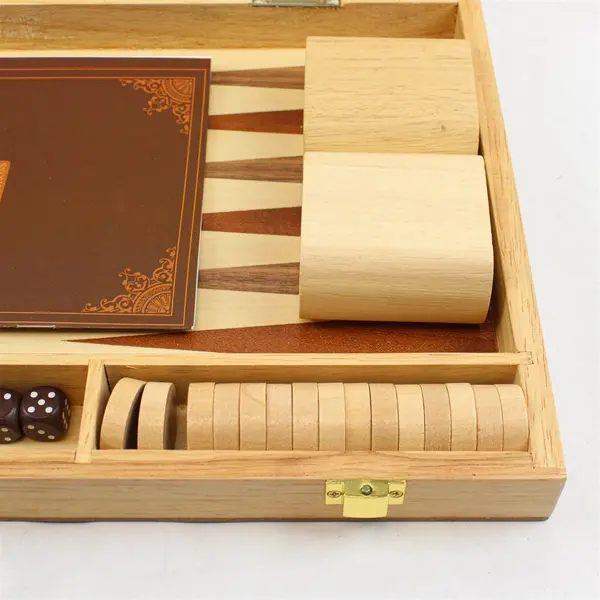 Portable Backgammon Board Game in Wooden Case With Dice Complete 2016