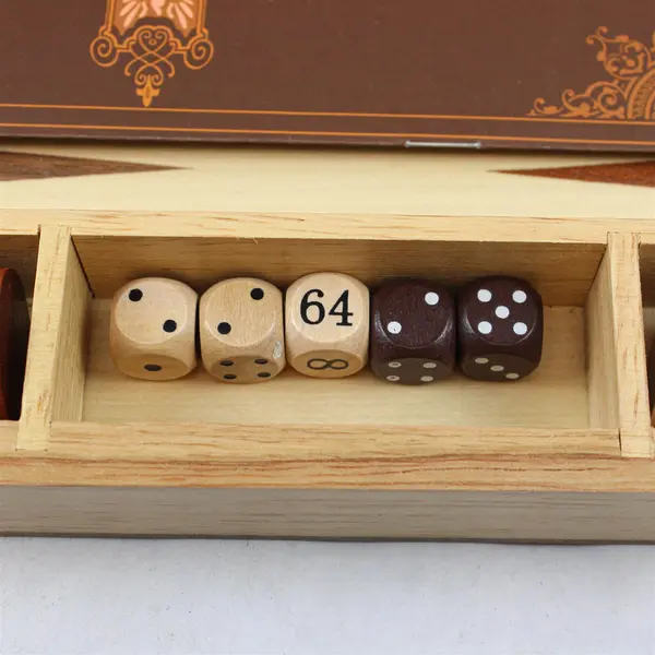 Portable Backgammon Board Game in Wooden Case With Dice Complete 2016