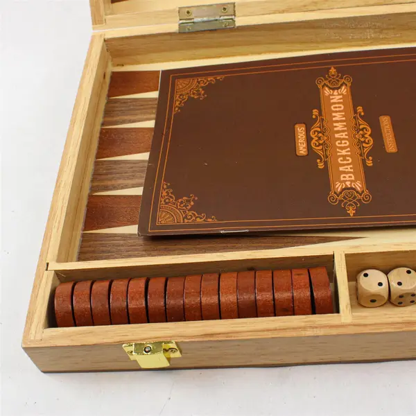 Portable Backgammon Board Game in Wooden Case With Dice Complete 2016