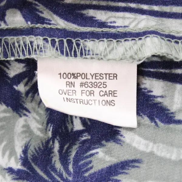 Island Tropics Green and Navy Palm Tree Print Hawaiian Shirt Boys' Medium