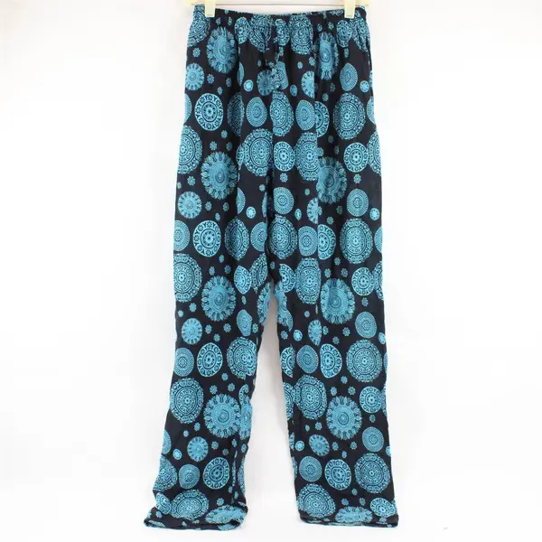 Blue and Black Cotton Lounge Pants Women's L/XL
