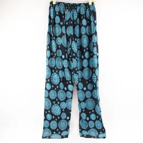 Blue and Black Cotton Lounge Pants Women's L/XL