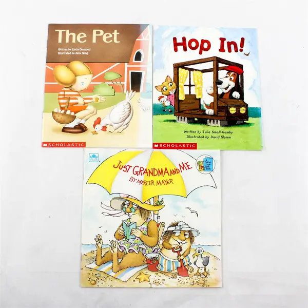 Lot of 3 Paperback Children's Books - Just Grandma and Me, Hop In!, The Pet