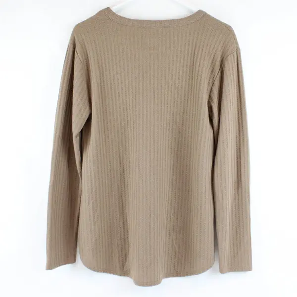 Chaser Brown V-Neck Waffle Knit Long-Sleeved Shirt Women's Medium