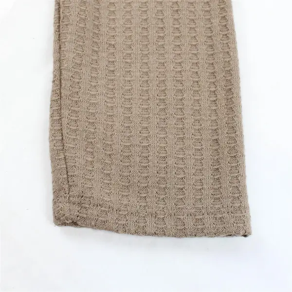 Chaser Brown V-Neck Waffle Knit Long-Sleeved Shirt Women's Medium