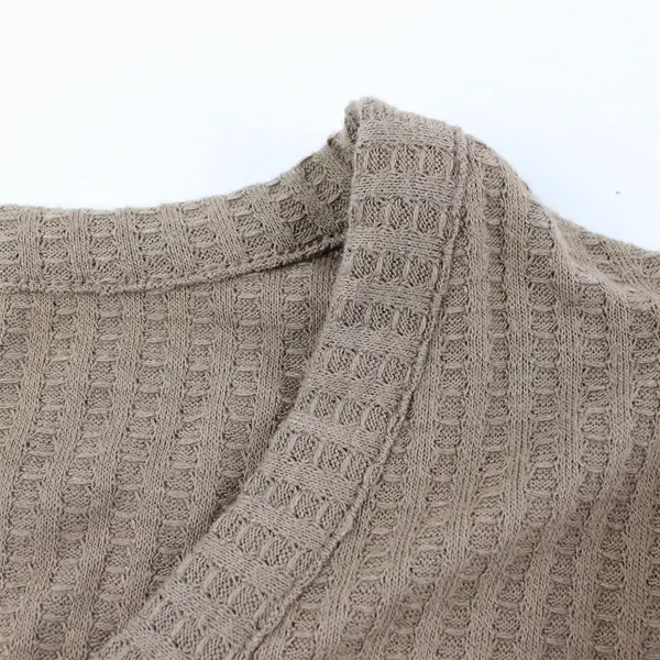 Chaser Brown V-Neck Waffle Knit Long-Sleeved Shirt Women's Medium