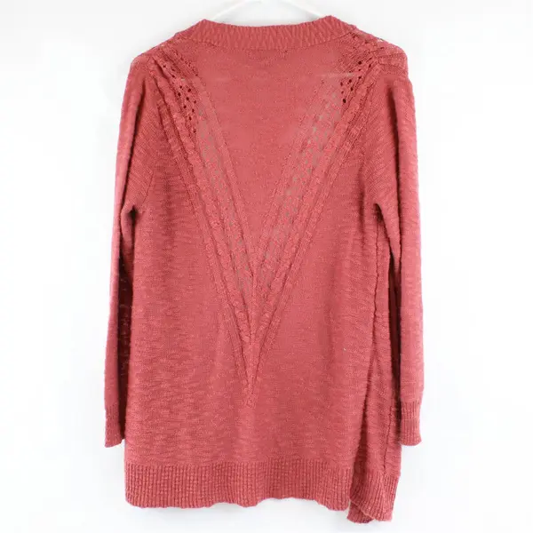Love Ellie Pink-Red Long-Sleeved Open-Front Knit Cardigan Women's Medium