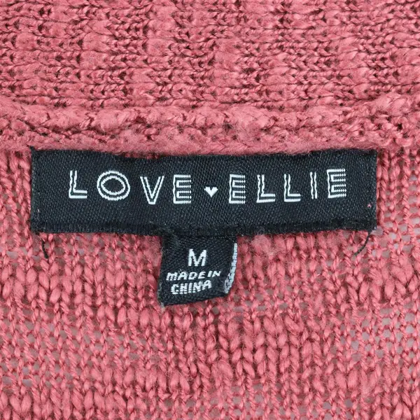 Love Ellie Pink-Red Long-Sleeved Open-Front Knit Cardigan Women's Medium