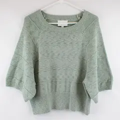 Olive + Oak Pastel Green Knit Short Sleeve Cropped Sweater Top Womens Size XL