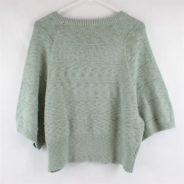 Olive + Oak Pastel Green Knit Short Sleeve Cropped Sweater Top Womens Size XL