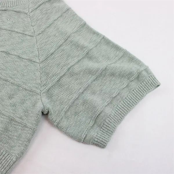 Olive + Oak Pastel Green Knit Short Sleeve Cropped Sweater Top Womens Size XL