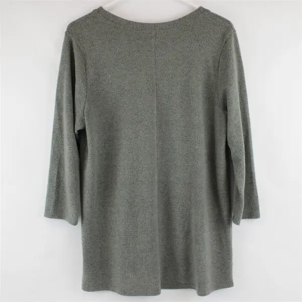 Truself Gray "Blessed" W/ Coffee Cup Embroidered Long Sleeve Top Womens Size L