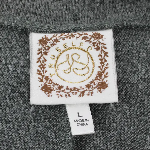 Truself Gray "Blessed" W/ Coffee Cup Embroidered Long Sleeve Top Womens Size L