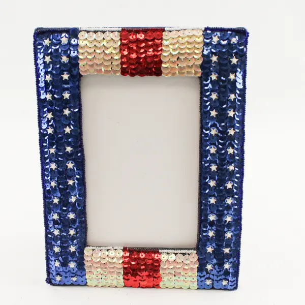 Nation Ware Sequin American Flag 4th of July Picture Frame 4x6