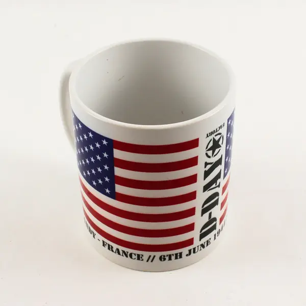 D-Day WW2 Normandy France American Flag Ceramic Coffee Mug