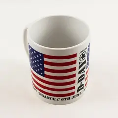 D-Day WW2 Normandy France American Flag Ceramic Coffee Mug