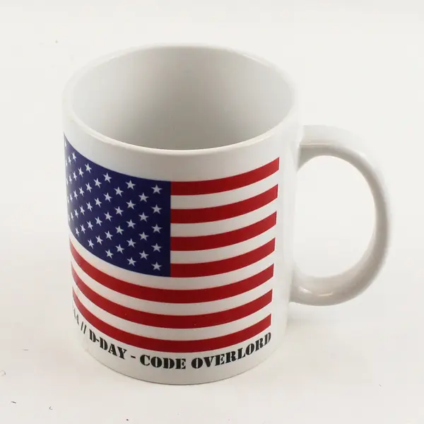 D-Day WW2 Normandy France American Flag Ceramic Coffee Mug