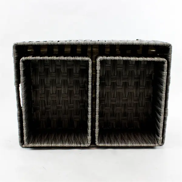 Lot Of 3 Unbranded Matching Gray Rectangular Woven Home Organizing Baskets