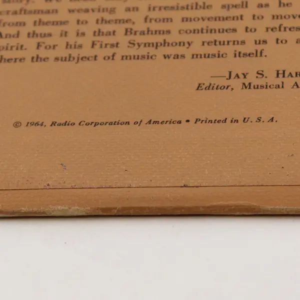Brahms Symphony No. 1  12" Vinyl Record