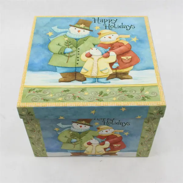 Set of 3 Lindy Bowman Company Happy Holidays Snowman Family Nesting Gift Boxes