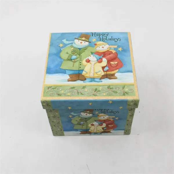 Set of 3 Lindy Bowman Company Happy Holidays Snowman Family Nesting Gift Boxes