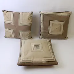 Lot Of 3 Unbranded Matching Brown/Beige Striped Small 12" Square Throw Pillows