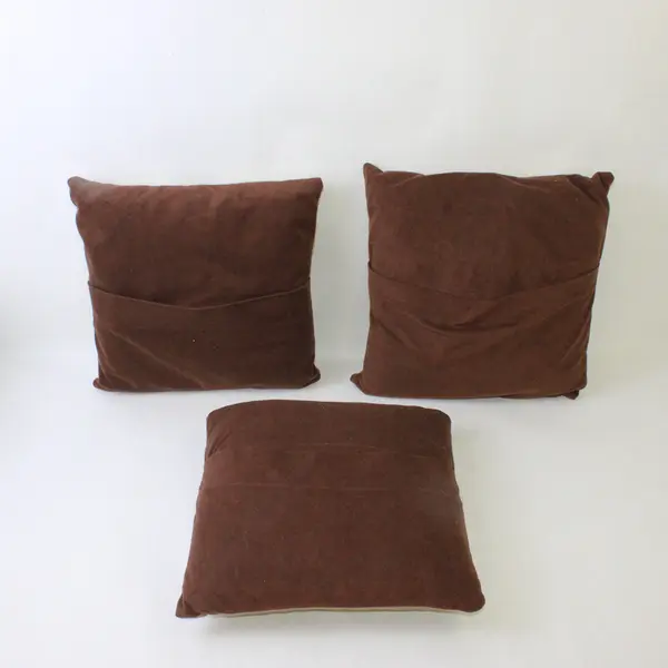 Lot Of 3 Unbranded Matching Brown/Beige Striped Small 12" Square Throw Pillows