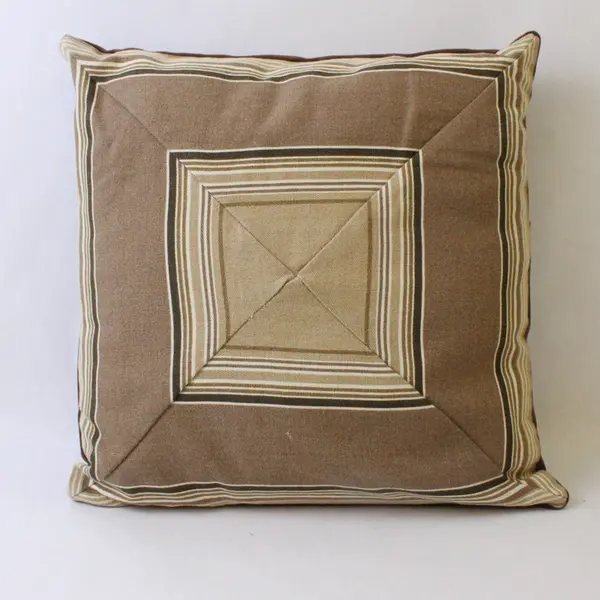 Lot Of 3 Unbranded Matching Brown/Beige Striped Small 12" Square Throw Pillows