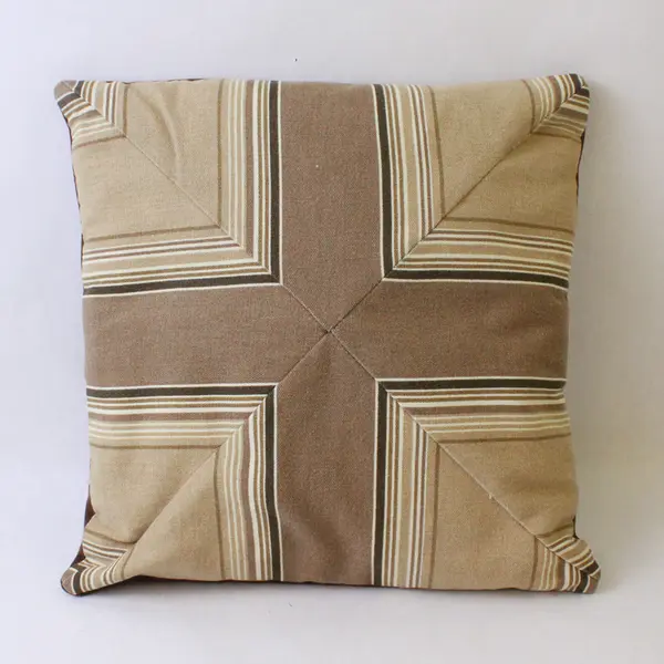 Lot Of 3 Unbranded Matching Brown/Beige Striped Small 12" Square Throw Pillows