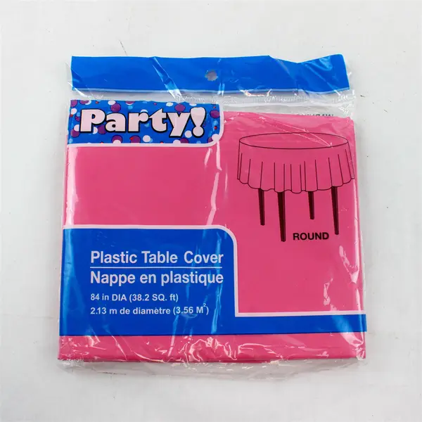 Lot Of 2 Party! Matching Solid Hot Pink Color Plastic Table Covers 84" Diameter