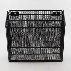 Wall Mounted 3-Tiered Black Metal Mesh File Organizer