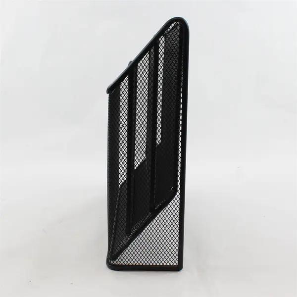 Wall Mounted 3-Tiered Black Metal Mesh File Organizer