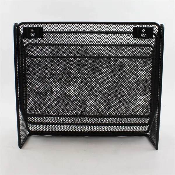 Wall Mounted 3-Tiered Black Metal Mesh File Organizer