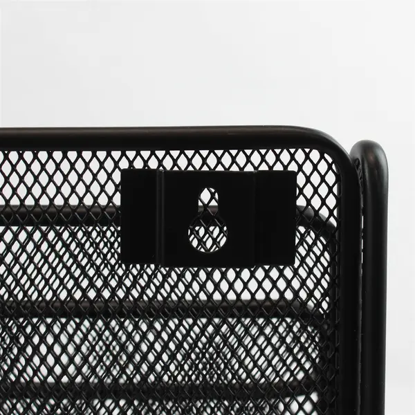Wall Mounted 3-Tiered Black Metal Mesh File Organizer