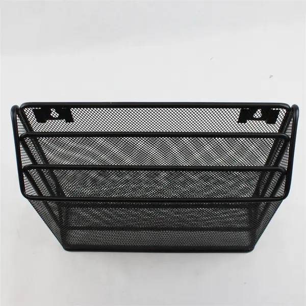 Wall Mounted 3-Tiered Black Metal Mesh File Organizer
