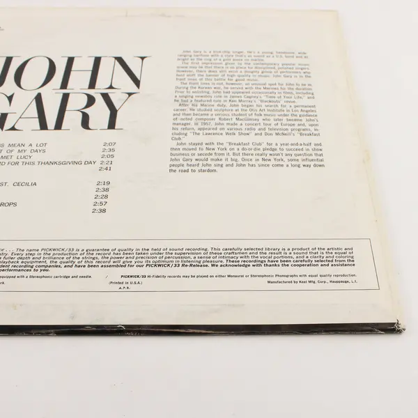 John Gary - John Gary 12" LP Vinyl Record SPC-3025